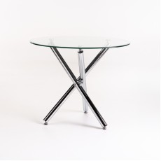 Round Glass Top Table with Silver Legs
